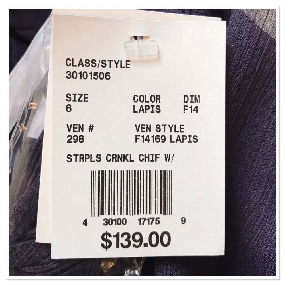 David’s Bridal Strapless Crinkle Chiffon Dress 6 - Picture 9 of 10